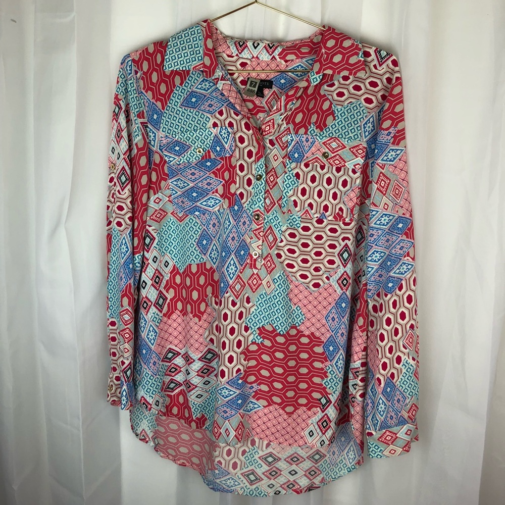 Talbots | Patchwork Button Down Blouse - image 2